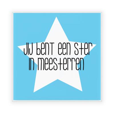 Cadeau tegel voor meester - een ster in meesterren - keramiek - multi kleuren - 15 cm