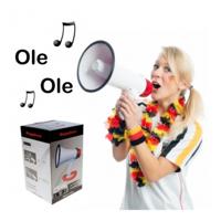 Stadion megafoon - met ole ole liedje - geluid makers - supporters - versterkt geluid