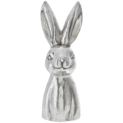 Decoratie beeld paashaas - borstbeeld - zilver - polyresin - 51 cm - haas / konijn - paasdecoratie