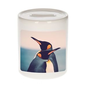 Dieren foto spaarpot pinguin 9 cm - pinguins spaarpotten jongens en meisjes   -