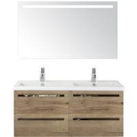 Seville Badmeubelset 120 cm - 4 Laden Natuur Eiken - Wastafel Djazz Dubbel met Sence Spiegel