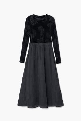 Gecombineerde jurk met print - BLACK - M