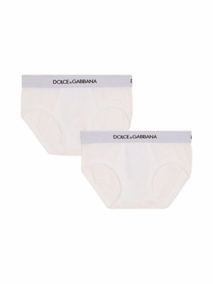 Dolce & Gabbana Kids lot de 2 boxers à bande logo - Blanc