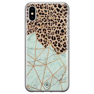 iPhone XS Max siliconen hoesje - Luipaard marmer mint