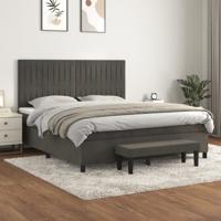 Boxspring met matras fluweel donkergrijs 160x200 cm