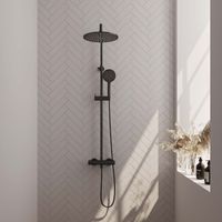 Regendouche Brauer Black Showerpipe met Thermostaat 30cm 3 Standen Mat Zwart - thumbnail