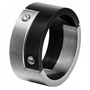 Mendes heren ring edelstaal Schroef Zwart Zilver