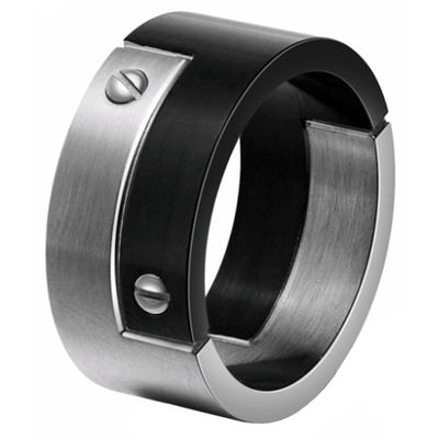 Mendes heren ring edelstaal Schroef Zwart Zilver