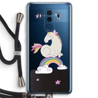 Regenboog eenhoorn: Huawei Mate 10 Pro Transparant Hoesje met koord