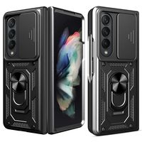 Lunso - Samsung Galaxy Z Fold4 - Armor Guard telefoonhoes met ringhouder - Zwart Lunso - Samsung Galaxy Z Fold4 - Armor Guard telefoonhoes met ringhouder - Zwart