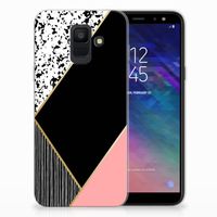 Samsung Galaxy A6 (2018) TPU Hoesje Zwart Roze Vormen - thumbnail