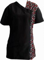 Trimshirt zwart"pootjes en hartjes zijsluiting - Maat 2XL