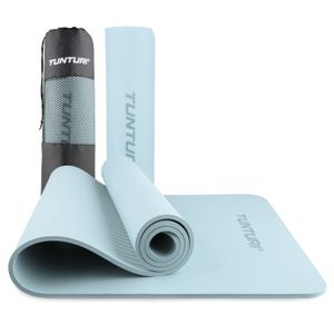 Tunturi Yogamat 8mm | Pilates mat | Fitnessmat | 183 x 61 x 0,8 cm | Incl Draagtas | Anti Slip en Eco | Licht Blauw