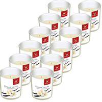 Trend Candles Geurkaars - 12x - in glas - Vanille aroma - 25 branduren - 7 x 8 cm