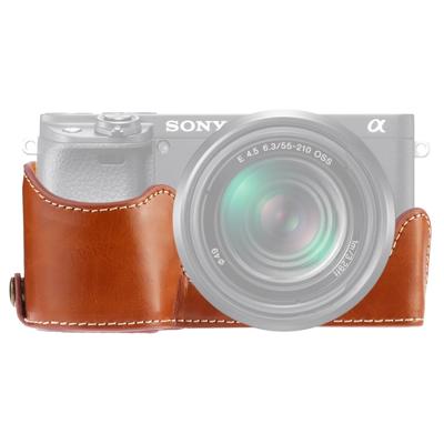 1/4 inch draad PU lederen camera halve Case Base voor Sony A6400/ILCE-A6400 (bruin)