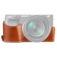 1/4 inch draad PU lederen camera halve Case Base voor Sony A6400/ILCE-A6400 (bruin)