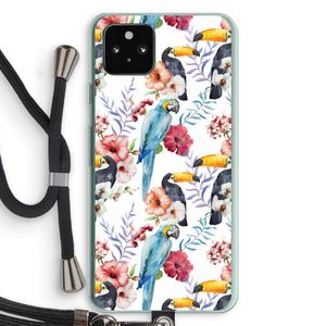 Bloemen tukan: Pixel 5a 5G Transparant Hoesje met koord
