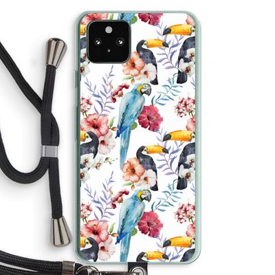 Bloemen tukan: Pixel 5a 5G Transparant Hoesje met koord
