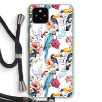 Bloemen tukan: Pixel 5a 5G Transparant Hoesje met koord