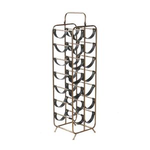 Modern stijlvol Wijnrek voor 14 flessen - goud/zwart - metaal - 25 x 95 cm