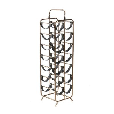 Modern stijlvol Wijnrek voor 14 flessen - goud/zwart - metaal - 25 x 95 cm