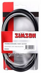Simson remkabel set trommelrem 1600/2250 mm zwart/zilver