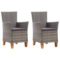 Tuinstoelen 2 st met kussens poly rattan grijs - thumbnail