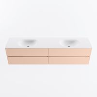 MONDIAZ VICA 200cm badmeubel onderkast Rosee 4 lades. Wastafel MOON dubbel 2 kraangaten, kleur Talc.