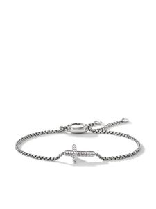 David Yurman bracelet Petite Pavé Cross Chain en argent sterling serti de diamants