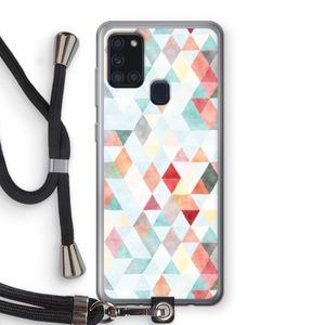 Gekleurde driehoekjes pastel: Samsung Galaxy A21s Transparant Hoesje met koord