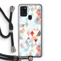 Gekleurde driehoekjes pastel: Samsung Galaxy A21s Transparant Hoesje met koord