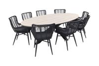 Jasmine - Black / Garden Impressions Edison 280x140 cm. - ovale tuinset