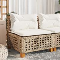 Tuinbank zonder armleuning met kussens poly rattan beige