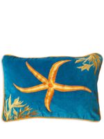 Les-Ottomans coussin en maille à broderies Starfish - Bleu - thumbnail