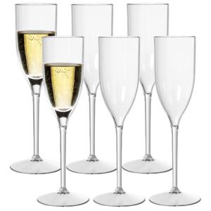 Duni Champagneglas Elegance - 6x - onbreekbaar kunststof - 130 ml - vaatwasser bestendig