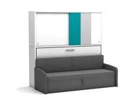 Eenpersoons bedkast Academy - turquoise - met een Antraciete bank