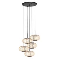 Steinhauer Hanglamp 5-lichtsSilva met bamboe kappen - 4524ZW