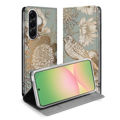 Samsung Galaxy A57 | Book Cover | Vintage Bird Flowers