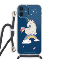 Regenboog eenhoorn: iPhone 12 Transparant Hoesje met koord
