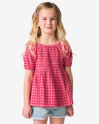 HEMA Kinderblouse hartjes ruiten roze (roze)