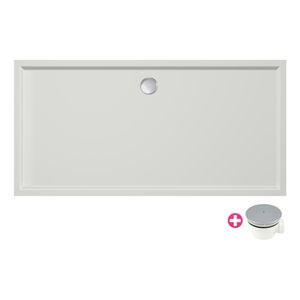 Douchebak Xenz Mariana | 170x80x4 cm | Incl.Afvoersifon-Chroom | Acryl | Rechthoekig | Wit mat