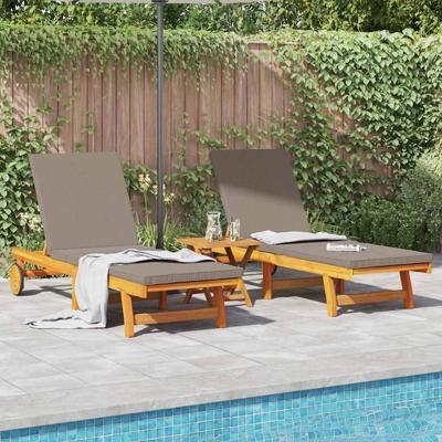 Ligstoel 2 pcs Bruin 63 x 199 x 85cm Massief acaciahout