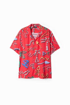 Shirt met artistieke motieven - RED - XL