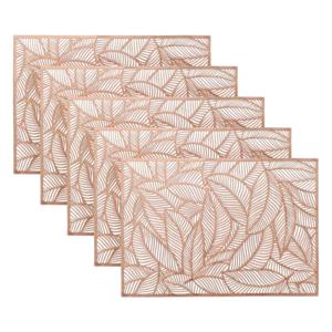 Placemat Nissa - 10x - brons blad motief - 30 x 45 cm - onderlegger