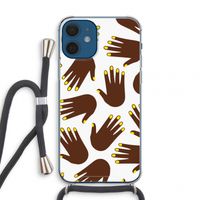 Hands dark: iPhone 12 mini Transparant Hoesje met koord