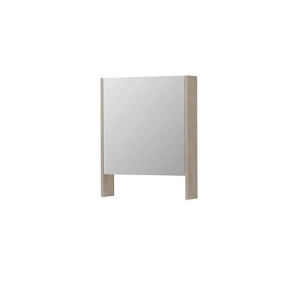 INK SPK3 Spiegelkast - 60x14x74cm - 1 deur - dubbelzijdige Spiegel - open planchet - schakelaar en stopcontact - MFC Ivoor eiken 1110030