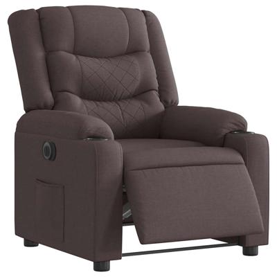 Fauteuil verstelbaar elektrisch stof donkerbruin