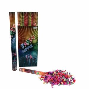 Confetti kanon kleuren 60 cm met inhoud van papiersnippers   -