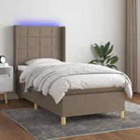 Boxspring met matras en LED stof taupe 90x190 cm