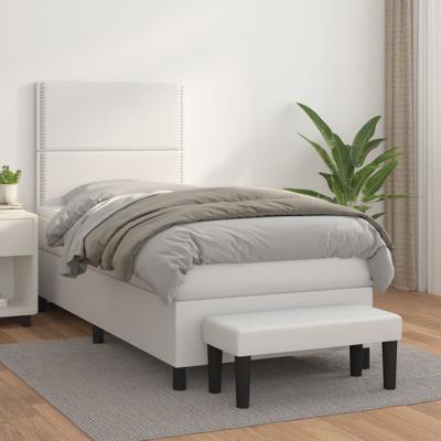 Boxspring met matras kunstleer wit 90x200 cm